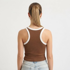 HAWK EYE SPORTS Top de Yoga Corto de Punto para Mujer, Sensación de Segunda Piel, Color Sólido, Espalda Recortada, Transpirable, Poliéster/Algodón, Fitness - Product Image 2