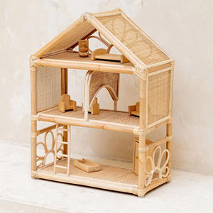 Petite maison de jeu pour enfants en rotin pour poupées moins cher prix maisons de poupée en osier faites à la main meilleur prix jouets pour enfants - Product Image 1