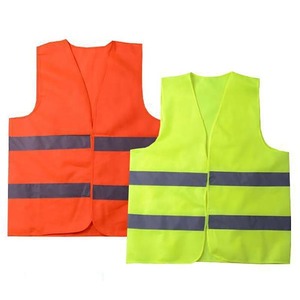 Hi Visibility Safety Vest Orange And Yellow Reflective Workwear Unisex Polyester Construction Uniform - Product Image 1