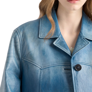 OEM Private Label Women's Vintage Nappa Lambskin Leather <b>Jacket</b> Luxury Notch Lapel Designer Top Custom Manufacturer - Product Image 3