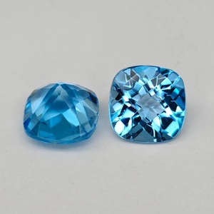 Topaze bleue suisse facettée de 7 mm, taille coussin, pierre précieuse en vrac pour la fabrication de bijoux et les créations personnalisées, topaze naturelle taille coussin - Product Image 6
