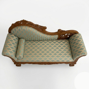 Modern Two Seat <b>Sofa</b> Bed for Villa School & Park Use Made of Solid Teak Wood with Beautiful Carving Soft <b>Foam</b> and Fine Fabric - Product Image 4