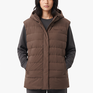Chaleco acolchado oversize para mujer al por mayor, sin mangas, con capucha, chaqueta de invierno con cremallera, abrigo cálido acolchado con bolsillos, informal - Product Image 5