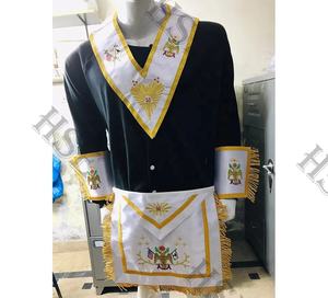 DELANTAL DE RITO ESCOCÉS DE 33 GRADO CON PUÑOS Y COLLAR BORDADO DE ORO ALAS DE ABAJO - Product Image 2