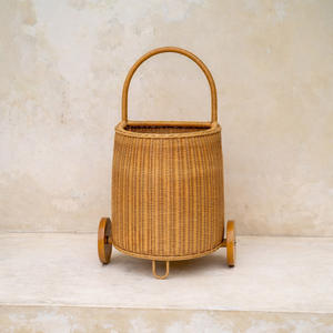 Chariot en rotin avec roulettes, panier de rangement pour enfants, chariot à jouets, sac de transport - Product Image 2