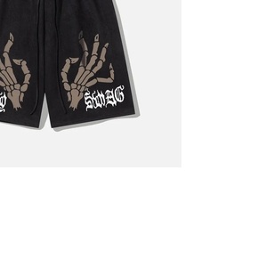 Men's Gothic Skeleton Hand Print Bermuda Shorts Elastic Waist Plus Size Cotton Casual Wear - Product Image 2