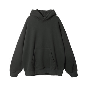 Men's Oversized Hooded Sweatshirt Solid <b>Black</b> Cotton <b>Fleece</b> Casual Pullover Pocket Design Autumn Wear - Product Image 1