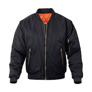 เสื้อแจ็คเก็ตบอมเบอร์ผู้ชาย โพลีเอสเตอร์ 100% กันลม คอตั้ง ปิดด้วยซิป สีพื้น สวมใส่สบายๆ สำหรับฤดูใบไม้ร่วง - Product Image 4