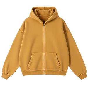Men's Oversized Hooded Zip-Up Fleece Sweatshirt Solid Color Pocket Design Casual Autumn Wear Anti-Pilling Washed Knitted - Product Image 4