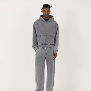 Fabricant de sweats à capuche personnalisés style streetwear, veste zippée vintage oversize en coton épais, vêtements à capuche - Product Image 3