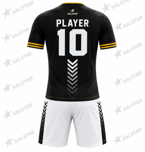 Ensemble de maillot de football Salstar pour homme, manches courtes, noir, blanc, jaune, imprimé géométrique, polyester respirant, uniforme adulte, toutes saisons - Product Image 2