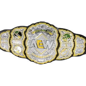 Ceinture de champion du monde de lutte AEW avec emblèmes argentés et dorés, qualité supérieure, ceinture de titre en cuir personnalisable - Product Image 5