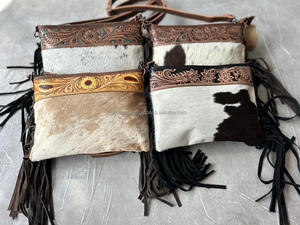 Nouveau main usiné cheveux sur cuir de vachette frange sac à bandoulière femmes main sculpture en cuir sac à bandoulière main Floral sacs à bandoulière - Product Image 4