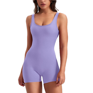 Lavender One Piece Biker Shorts Jumpsuit Seamless Gym Bodysuit <b>Women</b> Yoga <b>Romper</b> Tummy Control Butt Lifting Play suit - Product Image 1