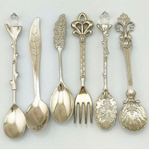 Beautiful matte gold cutlery featuring exquisite white mother of pearl mosaic <b>tiled</b> handles Available at wholesale prices - Product Image 4
