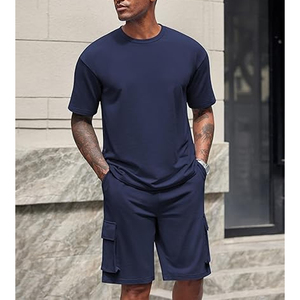 Men 2 Piece Outfit Manufacturer 220 GSM Cotton T Shirt Cargo Shorts Oversized Summer OEM ODM Bulk Wholesale - Product Image 2