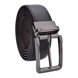 Cinturón de Cuero Vacuno Formal con Hebilla Rectangular de Acero, Diseño Sólido Negro, Duradero, de Buena Calidad, para Hombre - Product Image 1