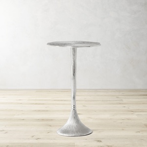 Elegant Cast Aluminum Bar <b>Table</b> Textured Round Top Sleek Pedestal Base Premium Finish Durable Build Contemporary Luxury Style - Product Image 2