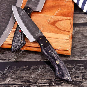 Couteau de chef en acier inoxydable 12C27 forgé à la main, lame ultra-affûtée, manches en bois noir, sac en cuir pour barbecue et camping - Product Image 6