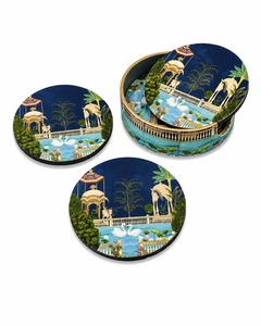 Designer MDF Enamel <b>Coaster</b> <b>Set</b> With Decorative Enamel Artwork For Modern Home Office And Dining Spaces - Product Image 3