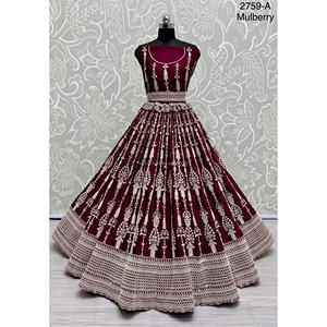 Collections de velours de vêtements de mariée indiens pour la mariée avec le travail de Zarkhan par Fabzone - Product Image 4