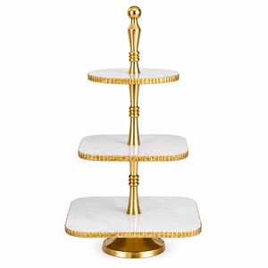 Wholesale Price Marble <b>Cake</b> <b>Stand</b> Luxury Floral Gold Silver Pedestal Display For Wedding Dessert Presentation - Product Image 3