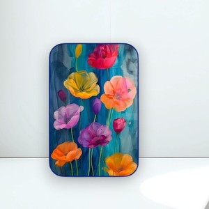 Extensiones de pestañas magnéticas rectangulares con diseño de flor de tulipán rosa y patrón de paisaje al atardecer, herramienta de belleza con base acrílica para pestañas. - Product Image 4