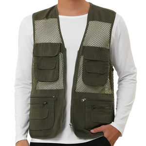 Chaleco Táctico de Malla Verde Oliva para Hombre con Múltiples Bolsillos, Cierre de Cremallera, Transpirable, para Actividades al Aire Libre, Verano - Product Image 2