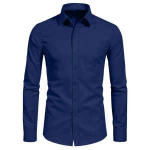 Chemise habillée grise premium pour homme, coupe ajustée, manches longues, boutonnée, formelle, pour le bureau, les mariages, les fêtes, classique, élégante, confortable - Product Image 2