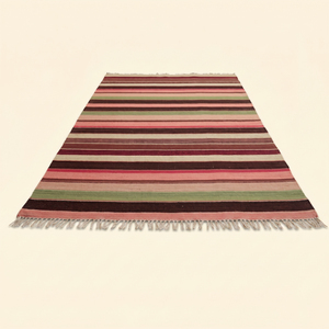 Tapis DECORDEC en laine tufté à la main, écologique, antidérapant, à rayures horizontales, à poils épais, design moderne pour salon, chambre, hôtel - Product Image 2