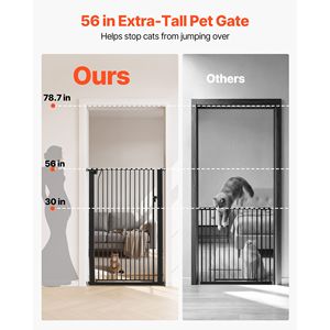 Cancelletto per Animali Domestici Extra Alto in Plastica, 142 cm di Altezza, Larghezza Regolabile 74-104 cm, Kit di Montaggio a Pressione e a Parete per Gatti e Cani - Product Image 2