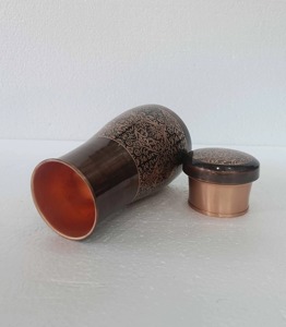 Compact Black and Gold Design <b>Copper</b> <b>Water</b> <b>Bottle</b> Perfect for Yoga Meditation And Ayurvedic <b>water</b> storage overnight From India - Product Image 4