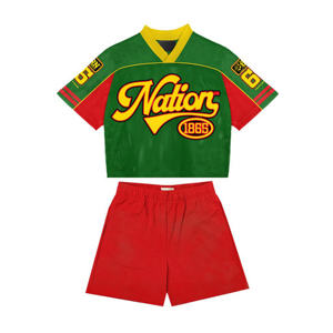 Ensemble deux pièces pour homme, été, t-shirts à manches courtes 100% coton + shorts en nylon, tenue décontractée ample et respirante, survêtement d'été - Product Image 6