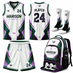 100% Polyester Basketball Training Uniform Kit Unisex Plus Size Quick Dry Basketball Jersey Shorts Socks And Sports Bag Set - Product Image 3
