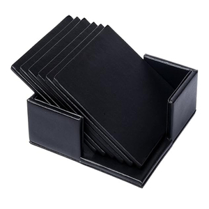 <b>Square</b> SquarLeather Coasters Set of 6 with Holder,Cup Mat Pad for Home,Kitchen And Office Use leather Coaster set with Holder - Product Image 2