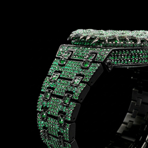 Montre-bracelet de luxe pour homme, quartz, entièrement sertie de diamants CZ, avec bracelet et lunette personnalisées style épines, mode hip-hop - Product Image 2