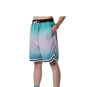 Shorts de sport taille haute rouge avec cordon de serrage, poches latérales, coupe classique, en polyester tissé, bordure en dentelle, séchage rapide - Product Image 6