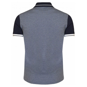 Chemise pour homme en coton tricoté respirant, style décontracté, gris marine uni, avec logo personnalisé, manches courtes - Product Image 2