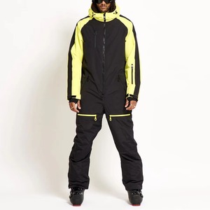Unisex 10,000mm Waterproof -<b>Tex</b> Breathable Zipper Seamless Yellow/Black Ski Snowboard Jumpsuit Hooded Fleece Insulated - Product Image 6