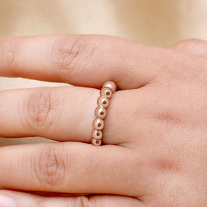 Fine Jewelry 925 Sterling <b>Silver</b> Rose Gold Plated Vintage Minimalist Ball Bead <b>Ring</b> for Women <b>Adjustable</b> Wedding <b>Ring</b> - Product Image 6