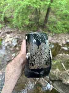 Jarra de Cuerno de Búfalo Artesanal Pulida para Decoración del Hogar, Jarra Medieval para Beber - Product Image 2