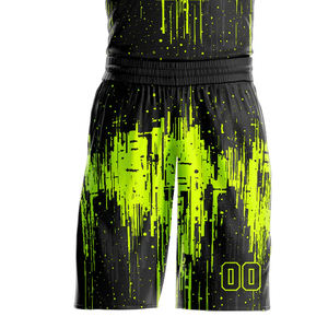 Ensemble de maillots de basket personnalisés pour hommes, sans manches, séchage rapide, imprimé sportif, noir et vert fluo, uniforme en mesh Dri-Fit, tenue d'été - Product Image 6
