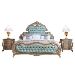 Oferta Especial: Juego de Dormitorio de Lujo Clásico en Blanco, Dorado y Azul, Cama Tapizada, Muebles Elegantes de Estilo Real para Hotel, Diseño Personalizado - Product Image 5