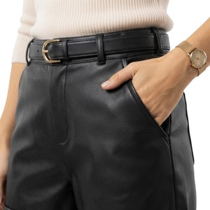 SANDRA TRADERS Shorts de Cuero de Cintura Alta para Mujer, Cómodos, Casuales, Transpirables, de Secado Rápido, Elegantes, con Cierre de Cremallera, Corte Recto - Product Image 5