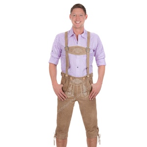 Lederhosen ชุดหนังวัวนิ่มแบบดั้งเดิมสำหรับผู้ชาย, ชุดปักกระดุมด้านหน้าสำหรับฤดูหนาว - Product Image 1