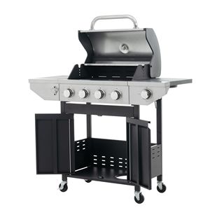Griglia a Gas propano in acciaio inox a 4 fuochi 46,500 BTU nero argento esterno giardino Barbecue lato bruciatore per efficiente - Product Image 4