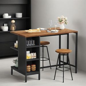 Set Tavolo da Cucina con 2 Sgabelli e Ripiani Aperti, Arredamento Industriale per Cucina e Appartamento - Product Image 1