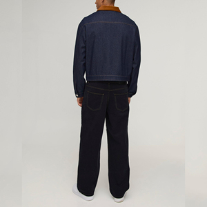 Quality Casual Embroidered Windproof Oversized Drop Shoulder Denim <b>Jeans</b> <b>Jacket</b> for Men Distressed <b>Black</b> 100% Cotton Winter - Product Image 3