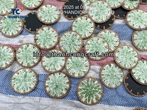 Meilleur prix fabriqué à la main classique fleur violette nacre sous-verre ensemble rotin bord vaisselle faite à la main décor du Vietnam - Product Image 4