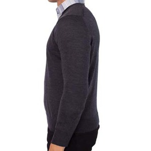 Pull en laine/acrylique noir pour homme, col en V, respirant, séchage rapide, anti-boulochage, couleur unie, tissu 400g, vêtements d'hiver 2027 - Product Image 5